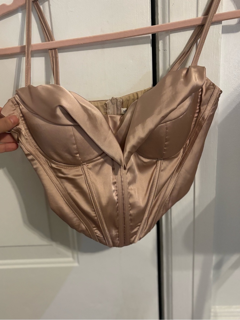 Satin Corset Bustier Top in Champagne size small